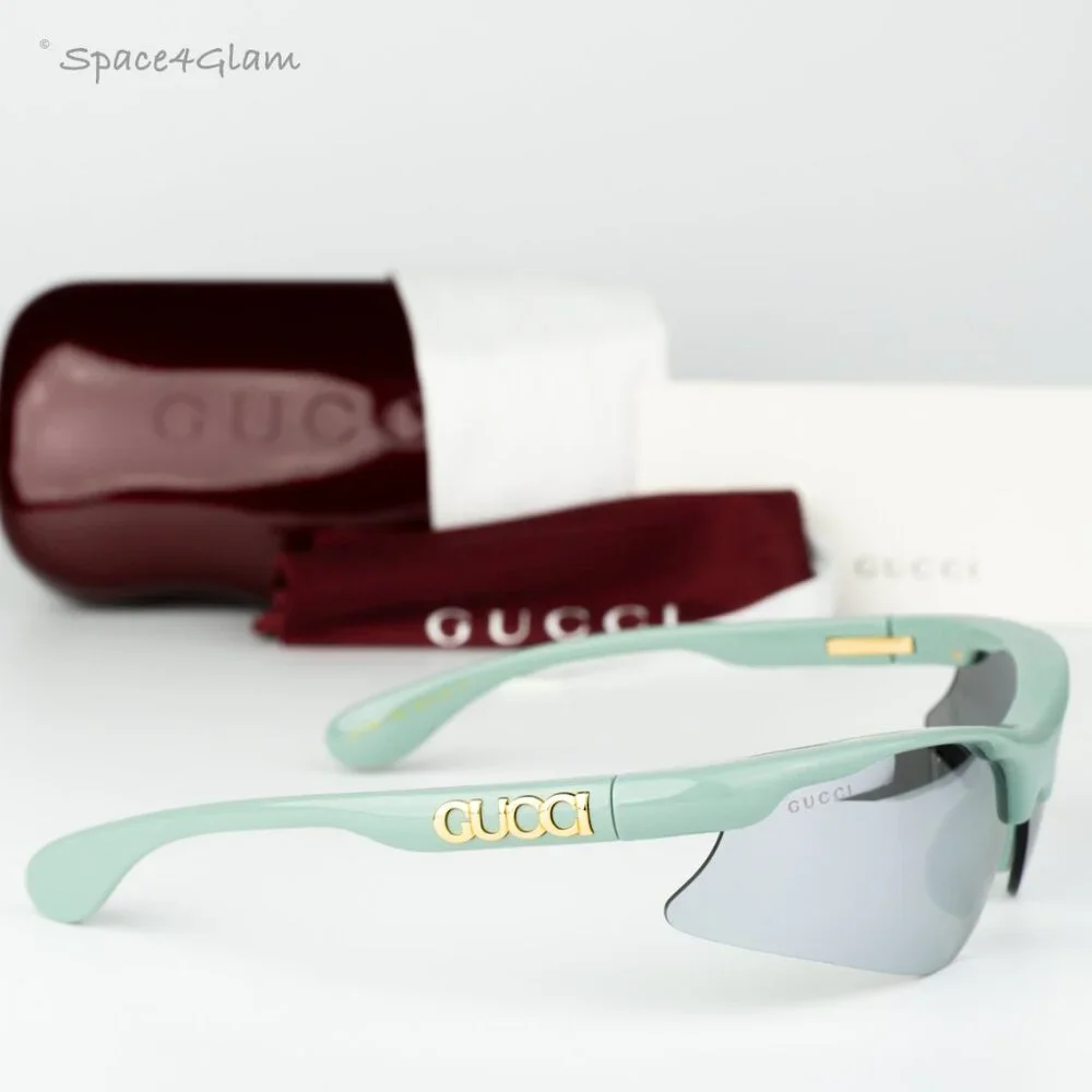 Gucci Men Sunglasses Green Silver Mirror Mask GG1774S 005 BRAND NEW